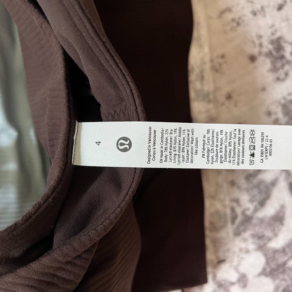 lululemon Ribbed Nulu Asymmetrical Yoga Tank Top in Espresso. Size 4 - Picture 9 of 9